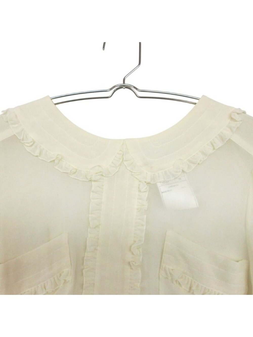 Chanel Blouse Ensemble Silk 100% Sheer Long Sleeve Shirt Camisole Top Ivory - Picture 7 of 10